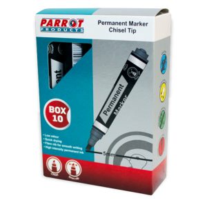 Permanent Markers Chisel Tip (Box of 10 - Black)
