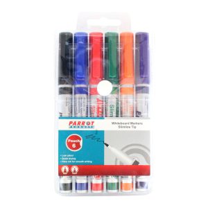 Whiteboard Markers (6 Markers - Slimline Tip - Pouch)