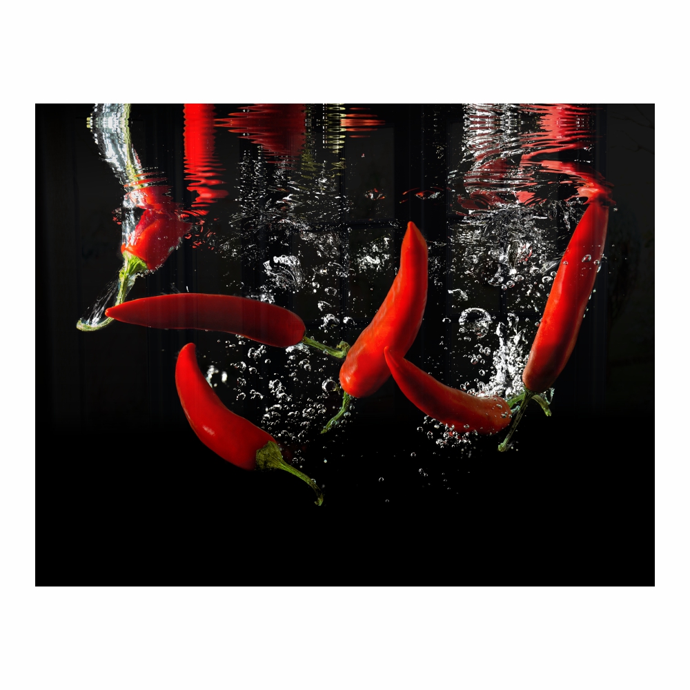 Decorative Glass Wall Tile (898 X 700 X 6mm) Chilli