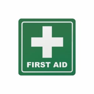 Green First Aid Symbolic Sign - Printed on White ACP (150 x 150mm)