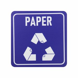 SIGN SYMBOLIC BLUE PRINTED PAPER ONLY RECYCLE SIGN ON WHITE ACP 150*150mm