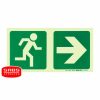 Photoluminescent 190MM Safety Sign - E1-Running Man+Arrow Right