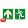 Photoluminescent 190MM Safety Sign - E10-Arrow Up+Running Man
