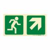 Photoluminescent 190MM Safety Sign - E11-Running Man+Diagonal Arrow Up And Right