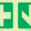 Photoluminescent 190MM Safety Sign - E7A-Green Cross+Arrow Down