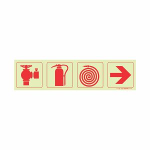 Photoluminescent 190mm Safet Sign F3 Fire Hydrant Fire Extinguisher Fore Hose Reel Arrow Right