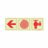 Photoluminescent 190mm Safety Sign F8 Arrow Left Fire Hose Reel Fire Hydrant