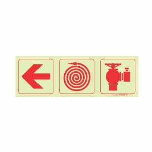 Photoluminescent 190mm Safety Sign F8 Arrow Left Fire Hose Reel Fire Hydrant