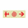 Photoluminescent 190mm Safety Sign F9 Fire Hydrant Fire Hose Reel Arrow Right