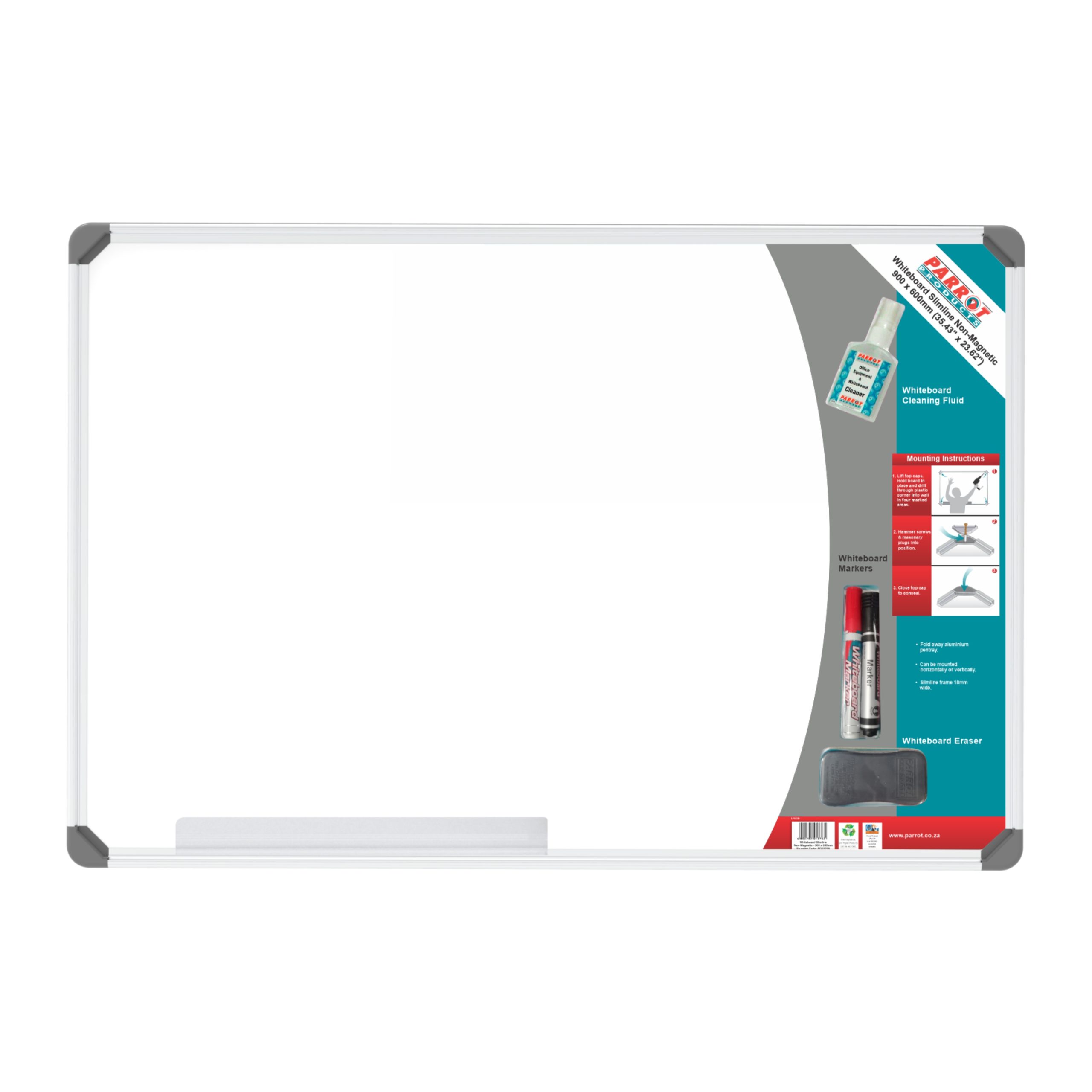 Slimline Non-Magnetic Whiteboard (900*600mm - Retail)