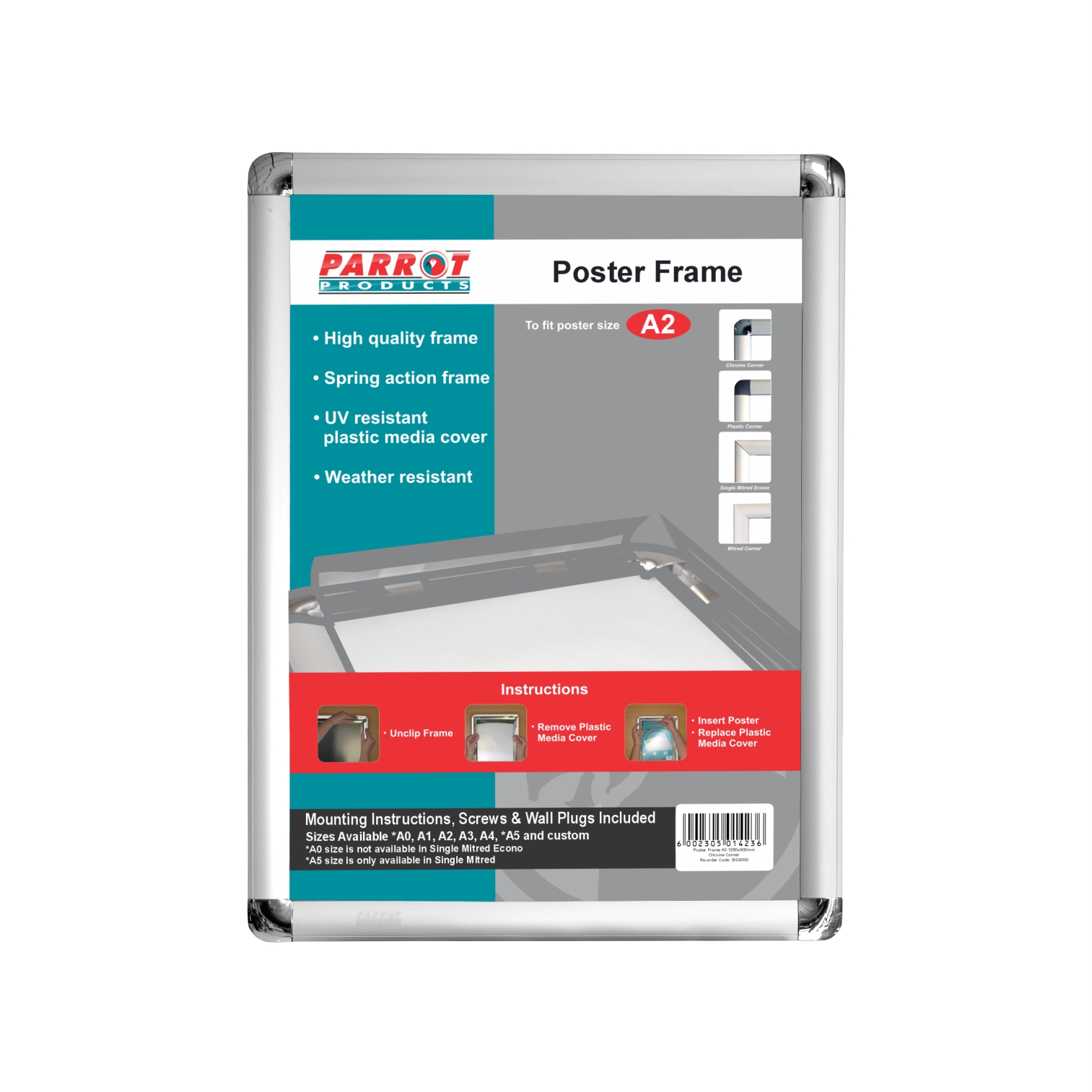 Poster Frame (A2 - 655*480mm - Chrome Corner)