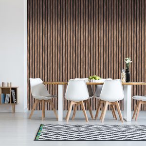 Natural Walnut Slatted Acoustic Wall Panel 600 X 2400mm