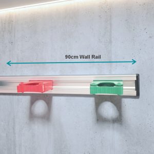 Janitorial Wall Rail 90cm (With Black End Clips)