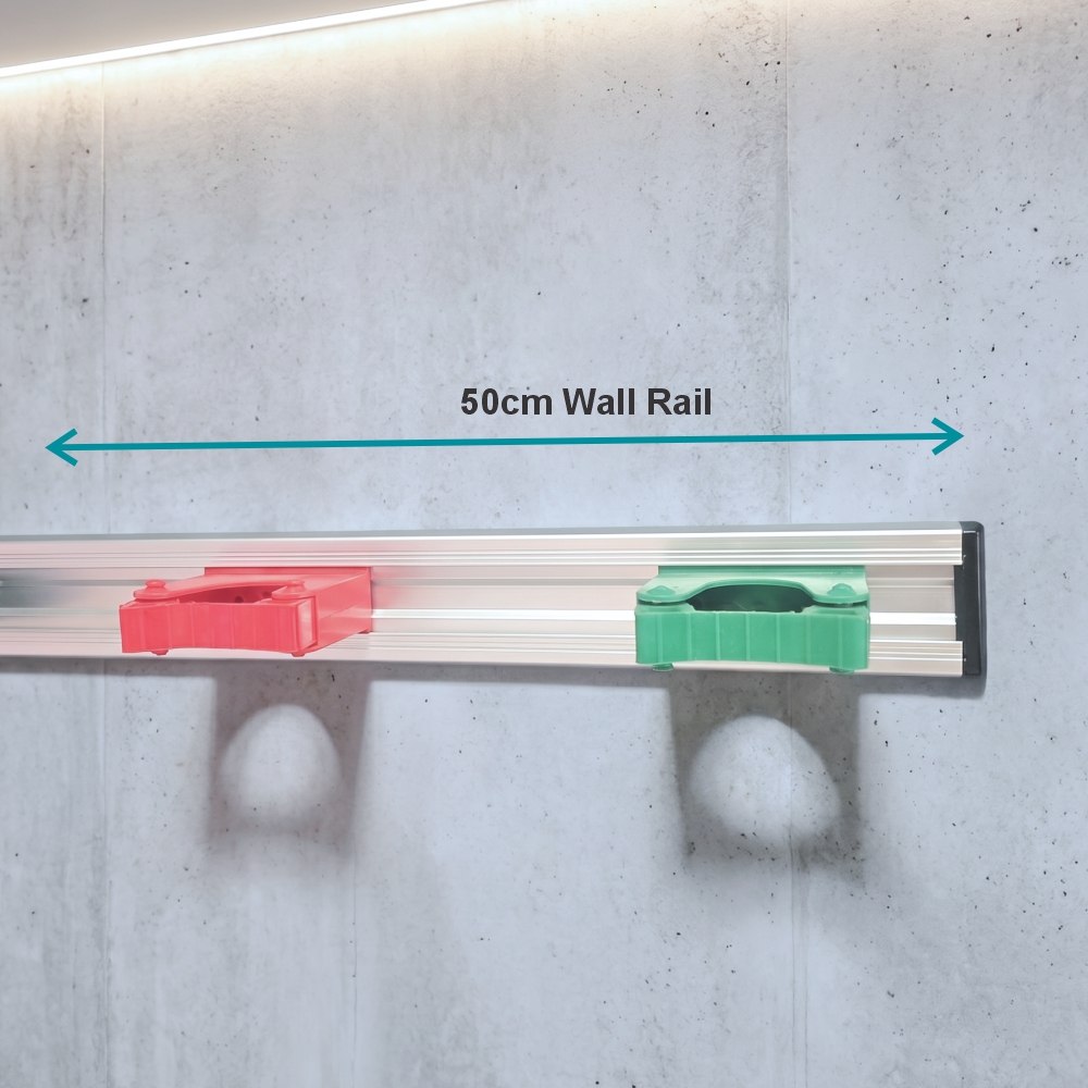 Janitorial Wall Rail Only 50cm (With Black End Clips)