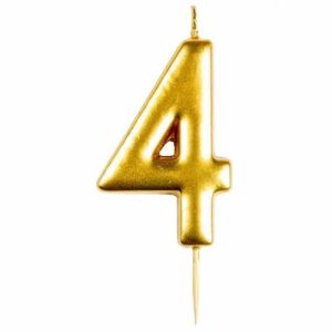 Casey 10cm Gold Numerical Birthday Candle Nr.4