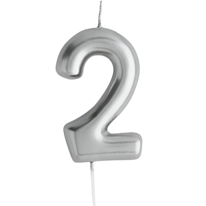 Casey 10cm Silver Numerical Birthday Candle Nr.2