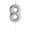Casey 10cm Silver Numerical Birthday Candle Nr.8