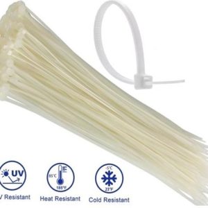 Noble 2.5 x 200mm Pack of 100 White Nylon Cable Ties