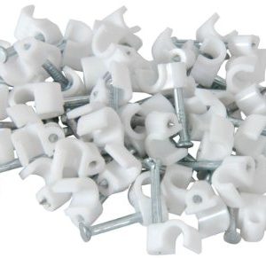 Noble 10mm Round Cable Clips with Nail Pack of 100 White