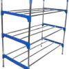 Nordic Blue Wind Cross 3 Tier 12 Shoe Steel Rack