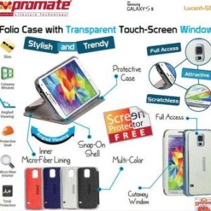 Promate Blue Lucent S5 Bookcover with Touch Screen