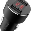 DUAL PORT CAR CHARGER WITH LED