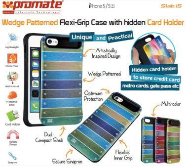 Promate Pink Slab iPhone 5 Wedge Patterned FlexiGrip Case