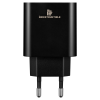 IND 3.1AMP Dual USB Wall Charger With Micro-USB & Type-C Cab — Black — STD