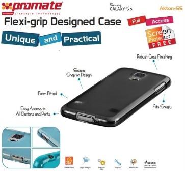 Promate Black Akton S5 flexi-grip Protective Shell Case