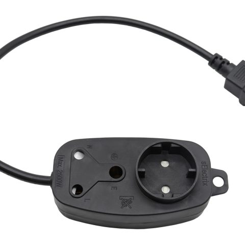 Multi Plug 1x16A 1x5A 0.5m IEC Cord Black