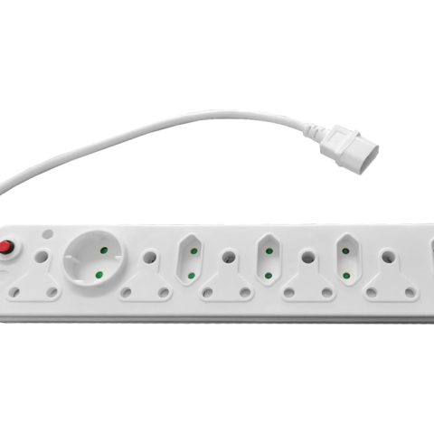 Multi Plug 5x16A 5x5A 0.5m IEC Cord White