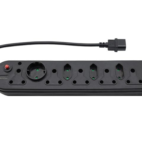 Multi Plug 5x16A 5x5A 0.5m IEC Cord Black