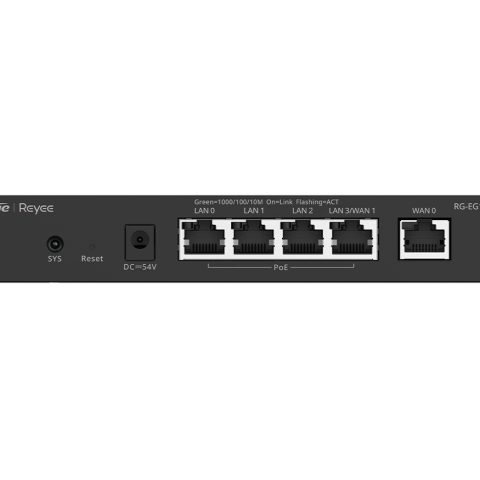Reyee 5 Port Gigabit 2 WAN 4 PoE 54W 100 User Cloud Router